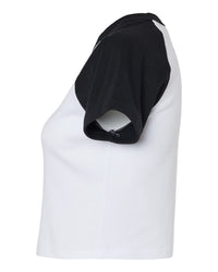 BELLA + CANVAS Women's Micro Rib Raglan Baby Tee - 1201 - White/ Black