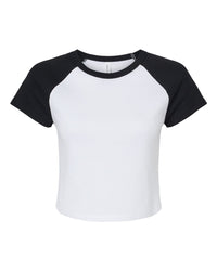 BELLA + CANVAS Women's Micro Rib Raglan Baby Tee - 1201 - White/ Black
