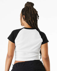 BELLA + CANVAS Women's Micro Rib Raglan Baby Tee - 1201 - White/ Black