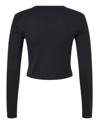 BELLA + CANVAS Women's Micro Rib Long Sleeve Baby Tee - 1501 - Solid Black Blend
