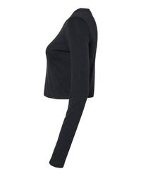 BELLA + CANVAS Women's Micro Rib Long Sleeve Baby Tee - 1501 - Solid Black Blend