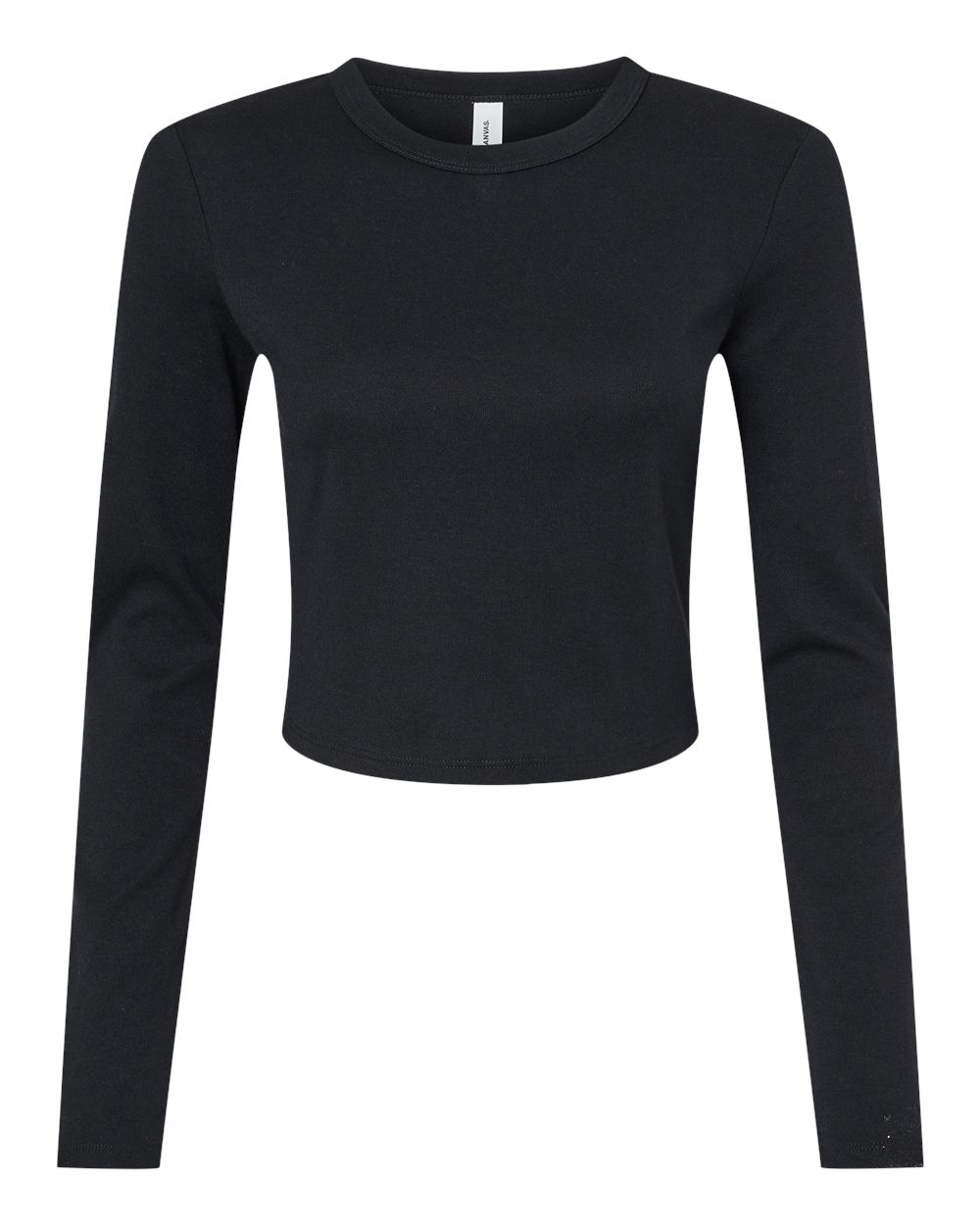 BELLA + CANVAS Women's Micro Rib Long Sleeve Baby Tee - 1501 - Solid Black Blend
