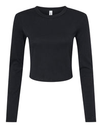 BELLA + CANVAS Women's Micro Rib Long Sleeve Baby Tee - 1501 - Solid Black Blend