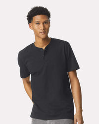 American Apparel Unisex CVC Henley Tee - 2004CVC - Black