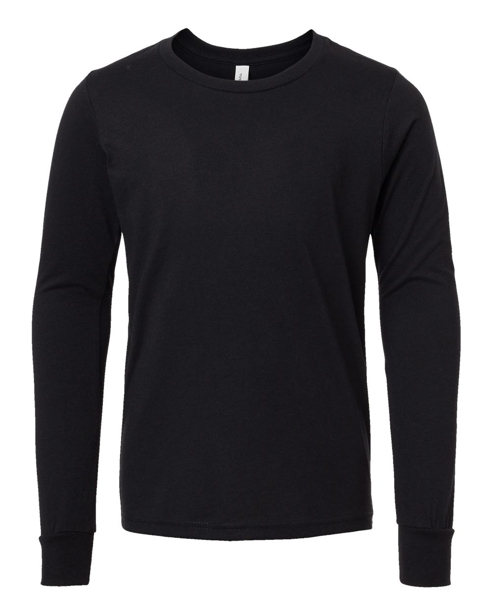 BELLA + CANVAS Youth Heather CVC Long Sleeve Tee - 3501YCVC - Solid Black Blend