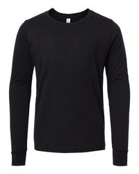 BELLA + CANVAS Youth Heather CVC Long Sleeve Tee - 3501YCVC - Solid Black Blend