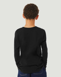 BELLA + CANVAS Youth Heather CVC Long Sleeve Tee - 3501YCVC - Solid Black Blend