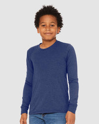 BELLA + CANVAS Youth Triblend Long Sleeve Tee - 3513Y - Navy Triblend
