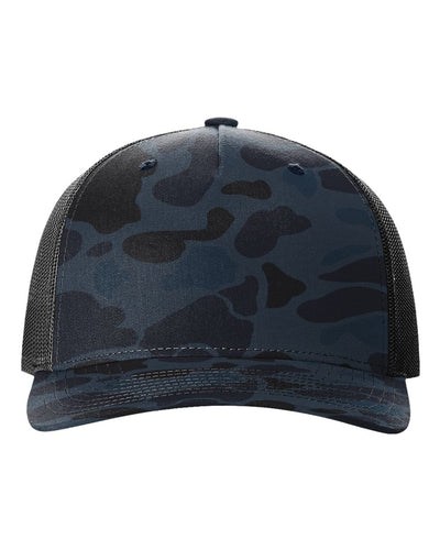 Richardson Five-Panel Printed Trucker Cap - 112PFP - Admiral Duck Camo/ Black