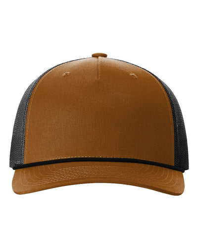 Richardson Five-Panel Trucker with Rope Cap - 112FPR - Caramel/ Black