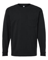 American Apparel Unisex Super Heavyweight Long Sleeve Pocket Tee - 9410 - Black