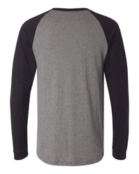 BELLA + CANVAS Men's Long Sleeve Jersey Baseball Tee - 3000 - Deep Heather/ Black
