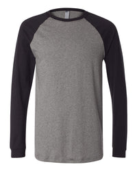 BELLA + CANVAS Men's Long Sleeve Jersey Baseball Tee - 3000 - Deep Heather/ Black