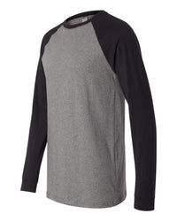 BELLA + CANVAS Men's Long Sleeve Jersey Baseball Tee - 3000 - Deep Heather/ Black