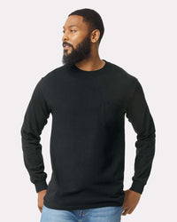 Gildan Unisex Ultra Cotton® Long Sleeve Pocket T-Shirt - 2410 - Black