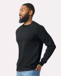 Gildan Unisex Ultra Cotton® Long Sleeve Pocket T-Shirt - 2410 - Black