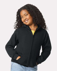 Gildan Youth Heavy Blend™ Full-Zip Hooded Sweatshirt - 18600B - Black