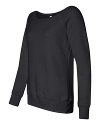 BELLA + CANVAS Women’s Sponge Fleece Wide Neck Sweatshirt - 7501 - Solid Black Triblend