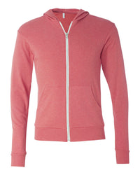 BELLA + CANVAS Unisex Triblend Lightweight Full-Zip Hooded Long Sleeve Tee - 3939 - Red Triblend