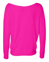 BELLA + CANVAS Women’s Flowy Off Shoulder Long Sleeve Tee - 8850 - Neon Pink