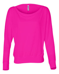 BELLA + CANVAS Women’s Flowy Off Shoulder Long Sleeve Tee - 8850 - Neon Pink
