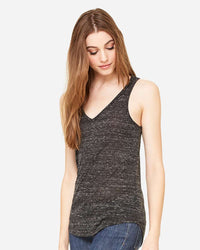 BELLA + CANVAS Women's Flowy V-Neck Tank - 8805 - Black Marble