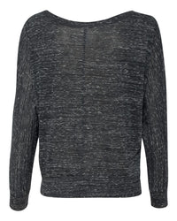 BELLA + CANVAS Women’s Flowy Off Shoulder Long Sleeve Tee - 8850 - Black Marble