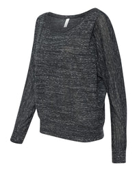 BELLA + CANVAS Women’s Flowy Off Shoulder Long Sleeve Tee - 8850 - Black Marble
