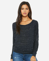 BELLA + CANVAS Women’s Flowy Off Shoulder Long Sleeve Tee - 8850 - Black Marble