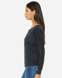 BELLA + CANVAS Women’s Flowy Off Shoulder Long Sleeve Tee - 8850 - Black Marble