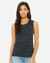 BELLA + CANVAS Women's Flowy Scoop Muscle Tank - 8803 - Black Marble