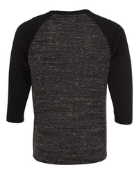 BELLA + CANVAS Unisex Three-Quarter Sleeve Baseball Tee - 3200 - Black Marble/ Black
