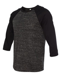BELLA + CANVAS Unisex Three-Quarter Sleeve Baseball Tee - 3200 - Black Marble/ Black