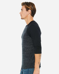 BELLA + CANVAS Unisex Three-Quarter Sleeve Baseball Tee - 3200 - Black Marble/ Black