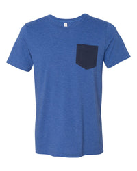 BELLA + CANVAS Men's Jersey Pocket Tee - 3021 - Heather True Royal/ Navy
