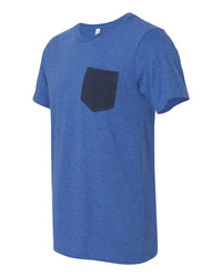 BELLA + CANVAS Men's Jersey Pocket Tee - 3021 - Heather True Royal/ Navy