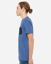 BELLA + CANVAS Men's Jersey Pocket Tee - 3021 - Heather True Royal/ Navy