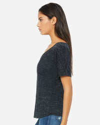 BELLA + CANVAS Women’s Slouchy V-Neck Tee - 8815 - Black Marble