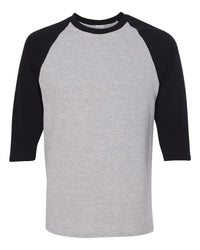 Gildan Unisex Heavy Cotton™ Raglan Three-Quarter Sleeve T-Shirt - 5700 - Sport Grey/ Black