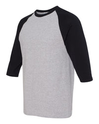 Gildan Unisex Heavy Cotton™ Raglan Three-Quarter Sleeve T-Shirt - 5700 - Sport Grey/ Black