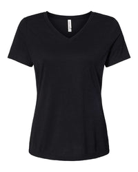BELLA + CANVAS Women's Relaxed Triblend V-Neck Tee - 6415 - Solid Black Triblend