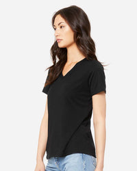 BELLA + CANVAS Women's Relaxed Triblend V-Neck Tee - 6415 - Solid Black Triblend