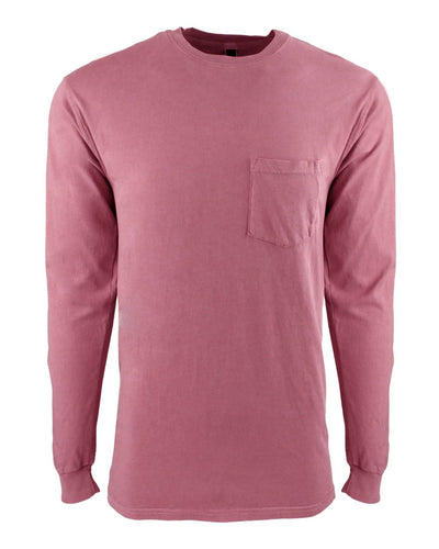 Next Level Unisex Inspired Dye Long Sleeve Pocket T-Shirt - 7451 - Smoked Paprika