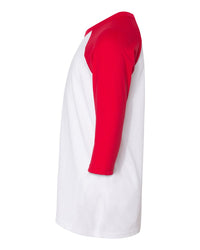 BELLA + CANVAS Youth Three-Quarter Sleeve Baseball Tee - 3200Y - White/ Red