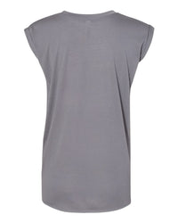 BELLA + CANVAS Women’s Flowy Rolled Cuffs Muscle Tee - 8804 - Storm