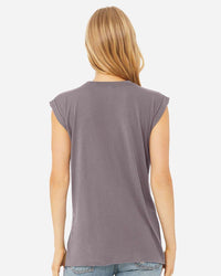 BELLA + CANVAS Women’s Flowy Rolled Cuffs Muscle Tee - 8804 - Storm
