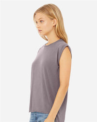 BELLA + CANVAS Women’s Flowy Rolled Cuffs Muscle Tee - 8804 - Storm