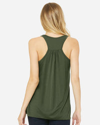 BELLA + CANVAS Women's Flowy Racerback Tank - 8800 - Military Green