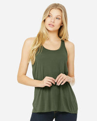 BELLA + CANVAS Women's Flowy Racerback Tank - 8800 - Military Green