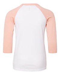 BELLA + CANVAS Youth Three-Quarter Sleeve Baseball Tee - 3200Y - White/ Heather Peach